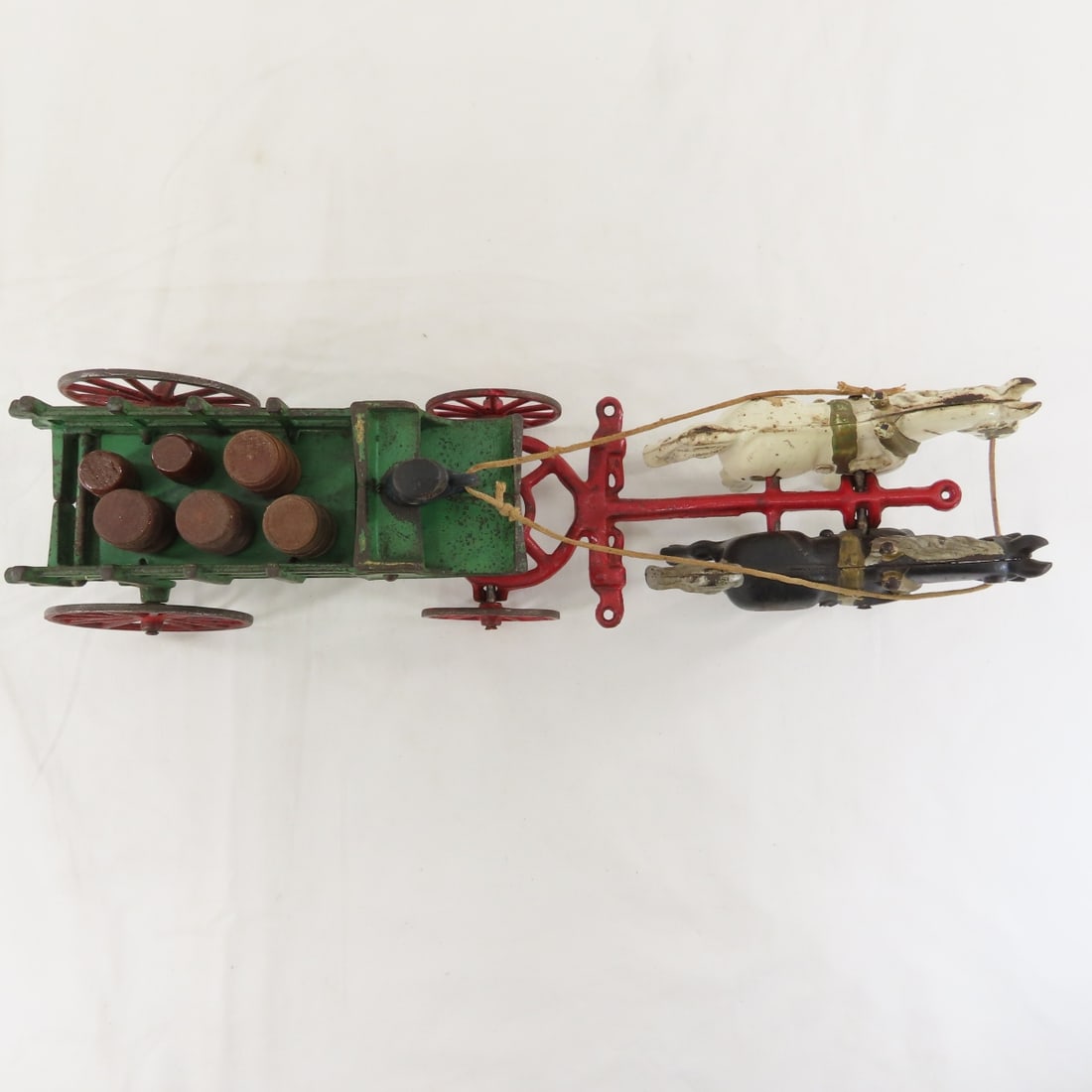 Antique Kenton Cast Iron 2 Horse Wagon - 9