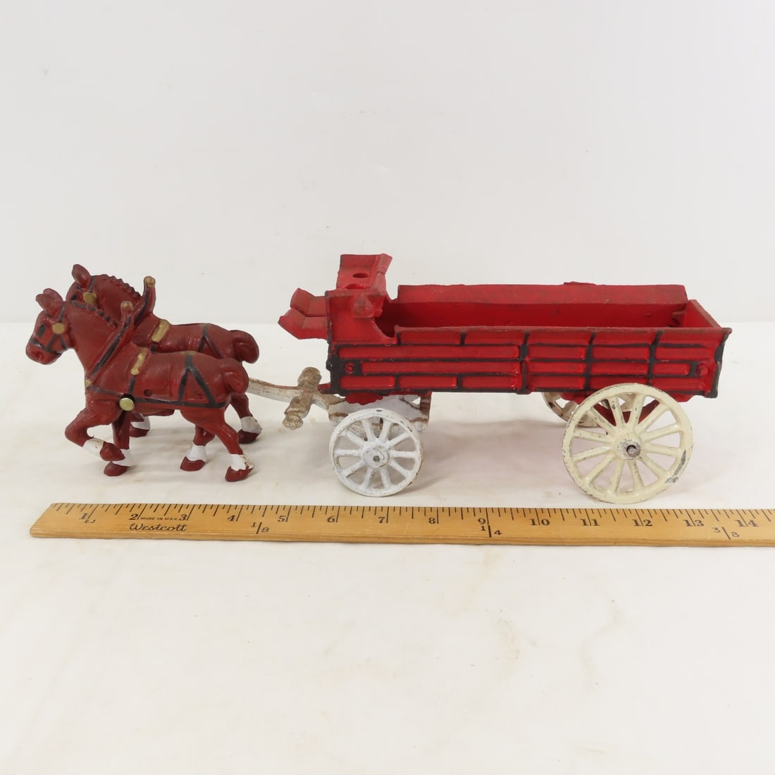 2 Kenton & 2 Repro Cast Iron Horse Drawn Wagons - 6