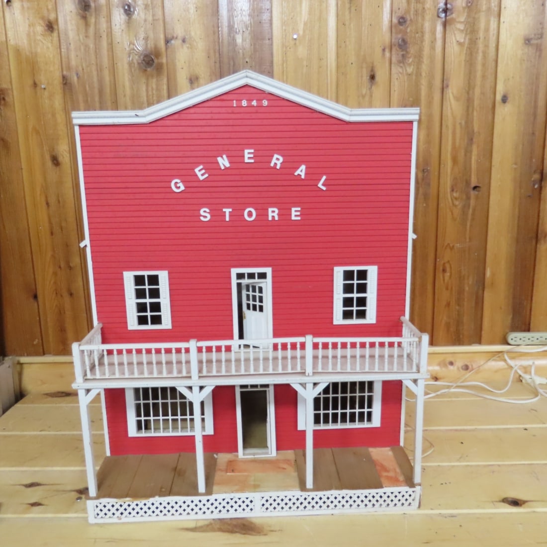 Custom Built 1849 General Store Model Building: Custom Built 1849 General Store Model Building - front hinges open to the right- 3 stories inside, sturdy, has lost some shingles. LOT SIZE: 29x38x24" Approx 40 LBS All information and photos, which a