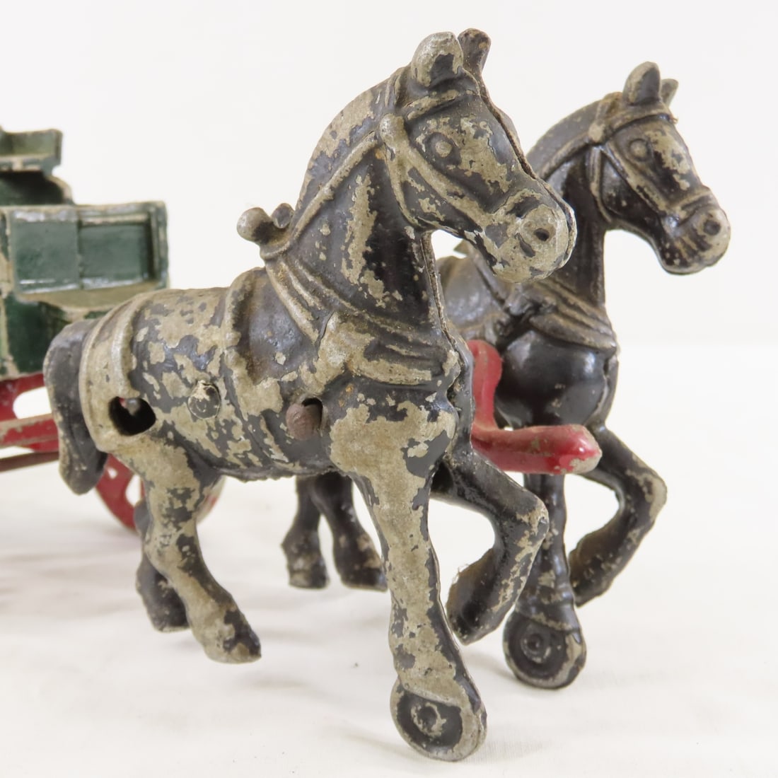 Vintage Stanley Cast Metal 2 Horse Drawn Wagon - 12