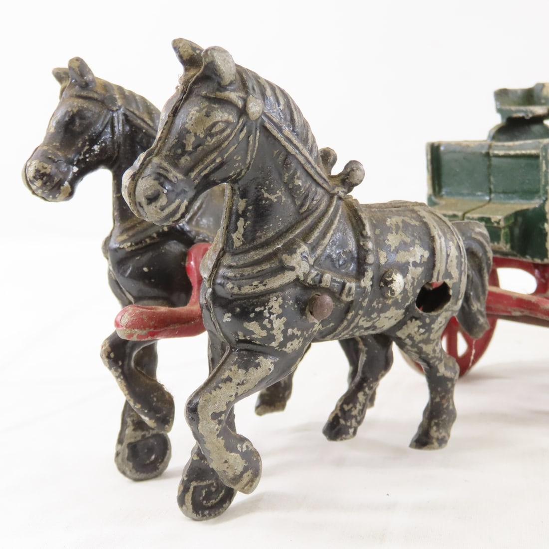 Vintage Stanley Cast Metal 2 Horse Drawn Wagon - 13
