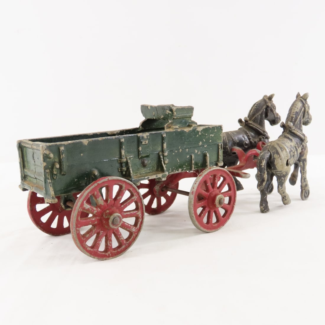 Vintage Stanley Cast Metal 2 Horse Drawn Wagon - 5