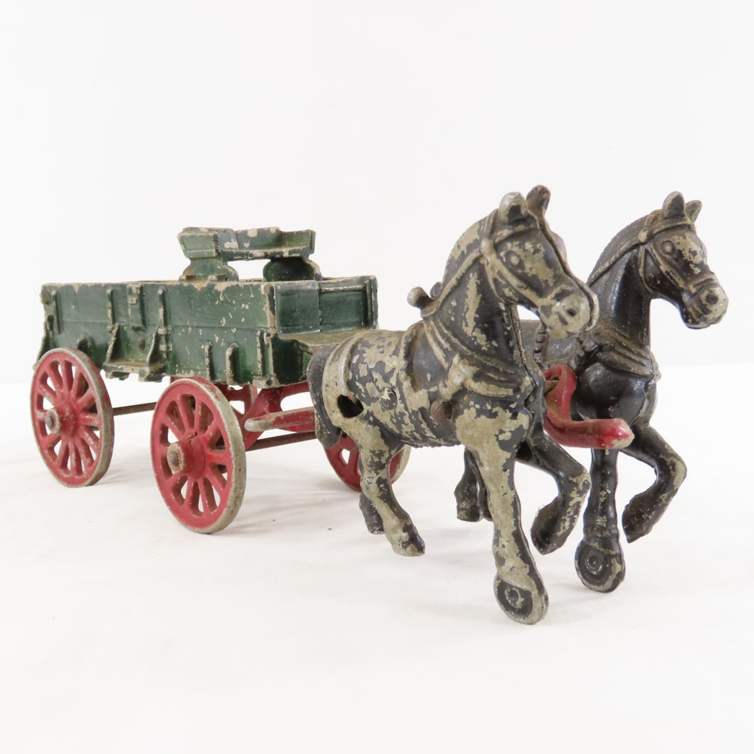 Vintage Stanley Cast Metal 2 Horse Drawn Wagon - 7