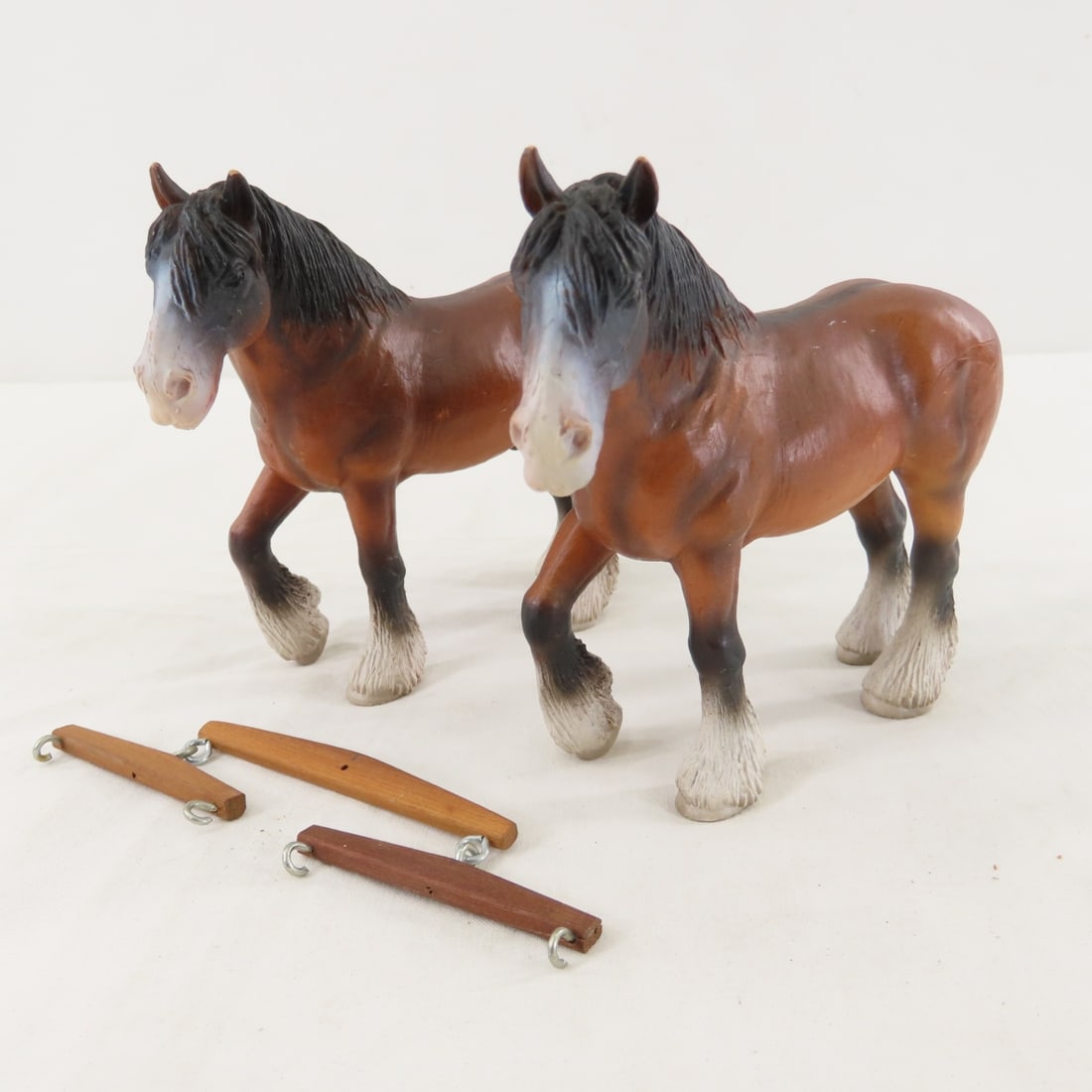2 Schleich Horses & Custom Balsa Wood Wagon - 11