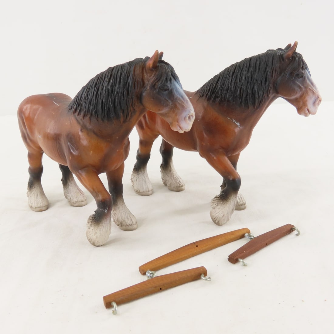 2 Schleich Horses & Custom Balsa Wood Wagon - 13