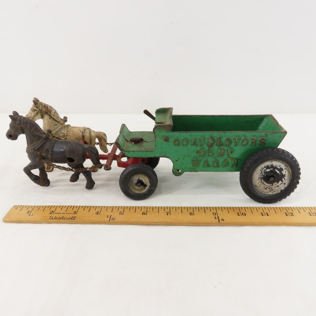 Arcade Cast Iron 2 Horse Contractors Dump Wagon - 2