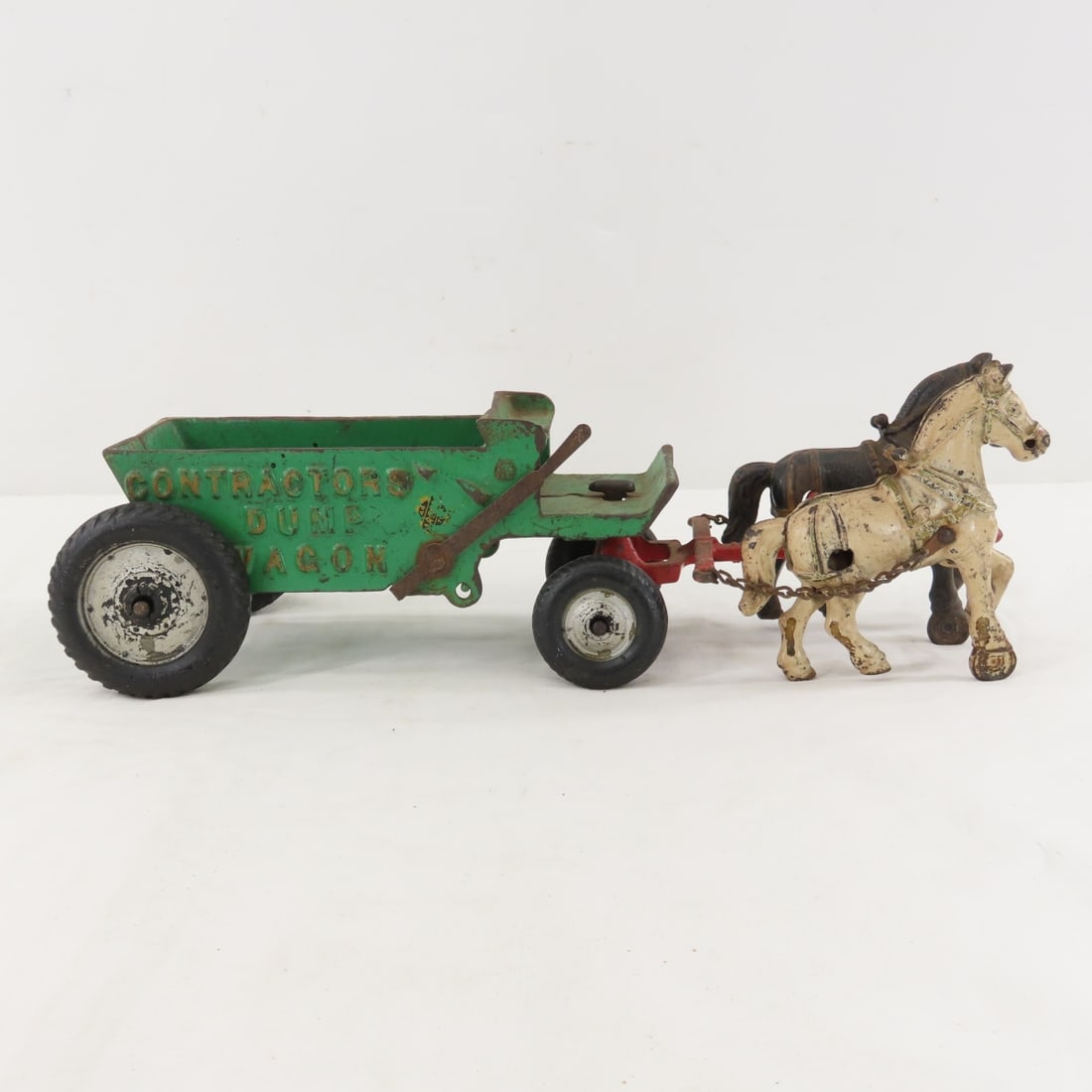 Arcade Cast Iron 2 Horse Contractors Dump Wagon - 6