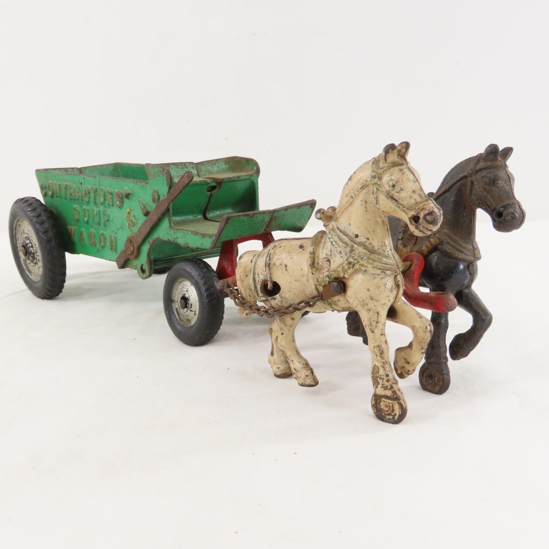 Arcade Cast Iron 2 Horse Contractors Dump Wagon - 7