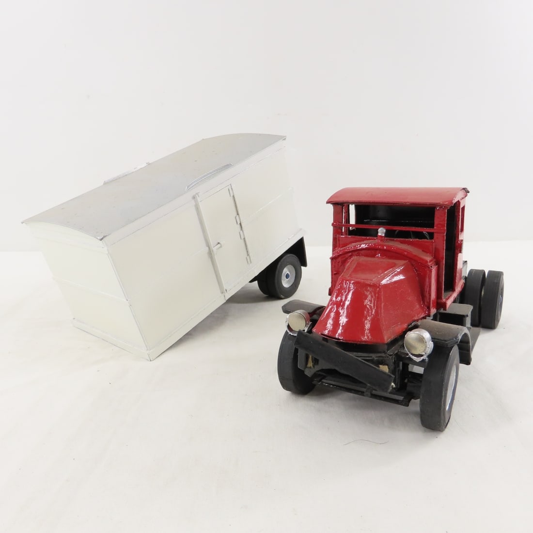 Custom Wood Model Tractor & 2 Trailers - 11