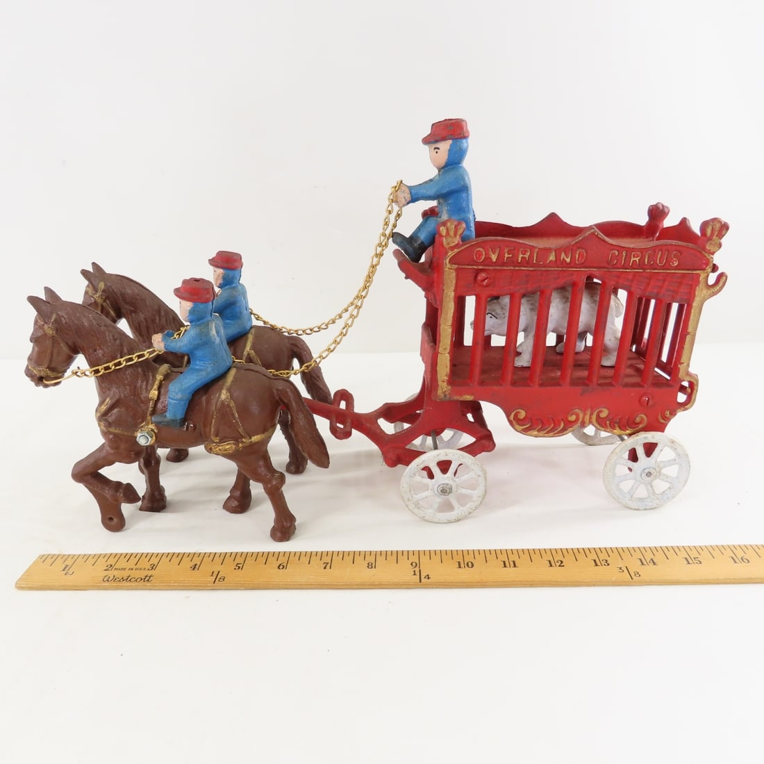 3 Reproduction Cast Iron Horse Drawn Wagons - 2