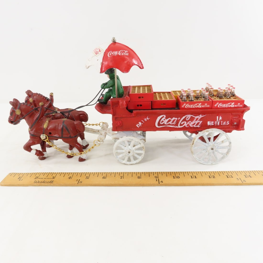 3 Reproduction Cast Iron Horse Drawn Wagons - 7