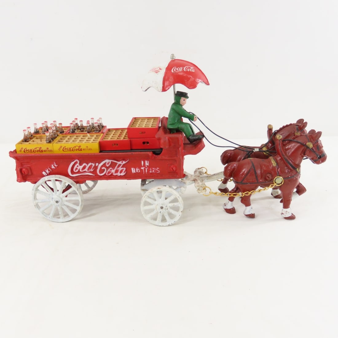3 Reproduction Cast Iron Horse Drawn Wagons - 9