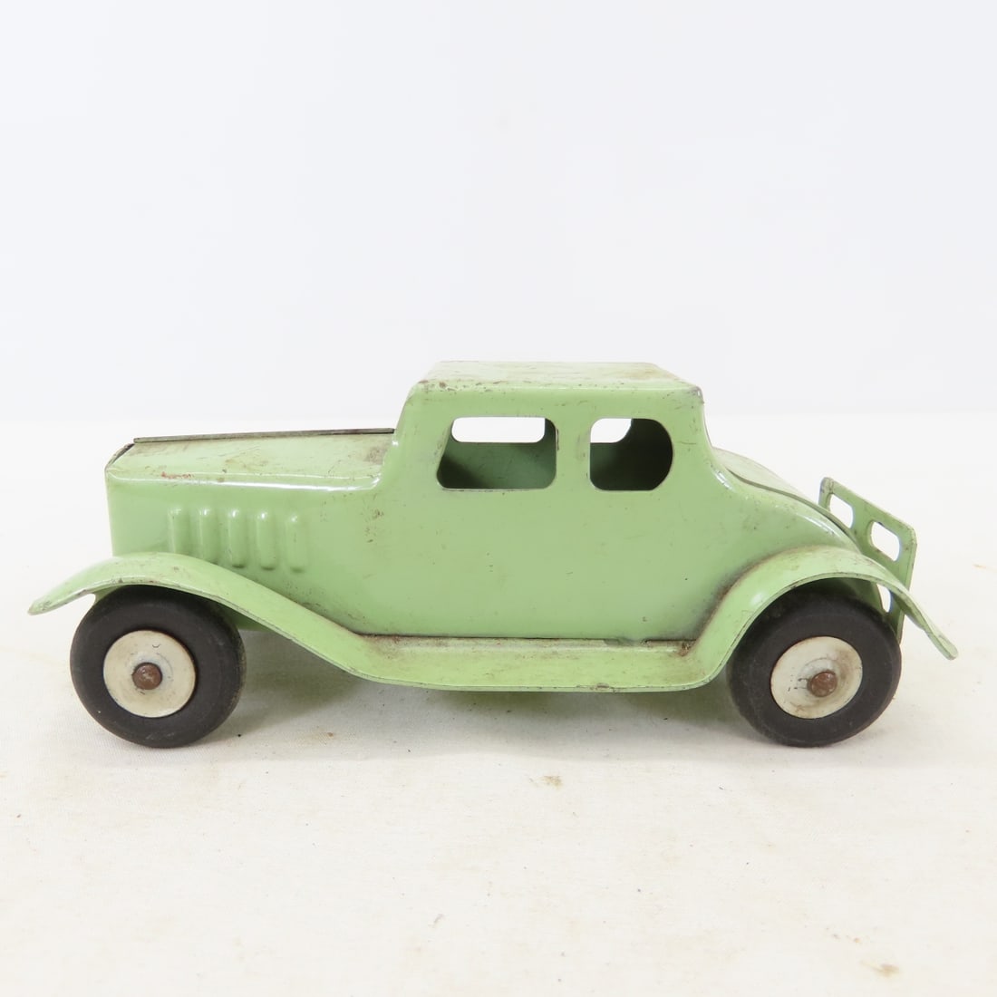 3 Vintage Pressed Steel Cars with Wooden Tires - 12