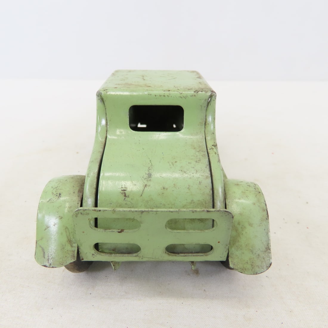 3 Vintage Pressed Steel Cars with Wooden Tires - 13
