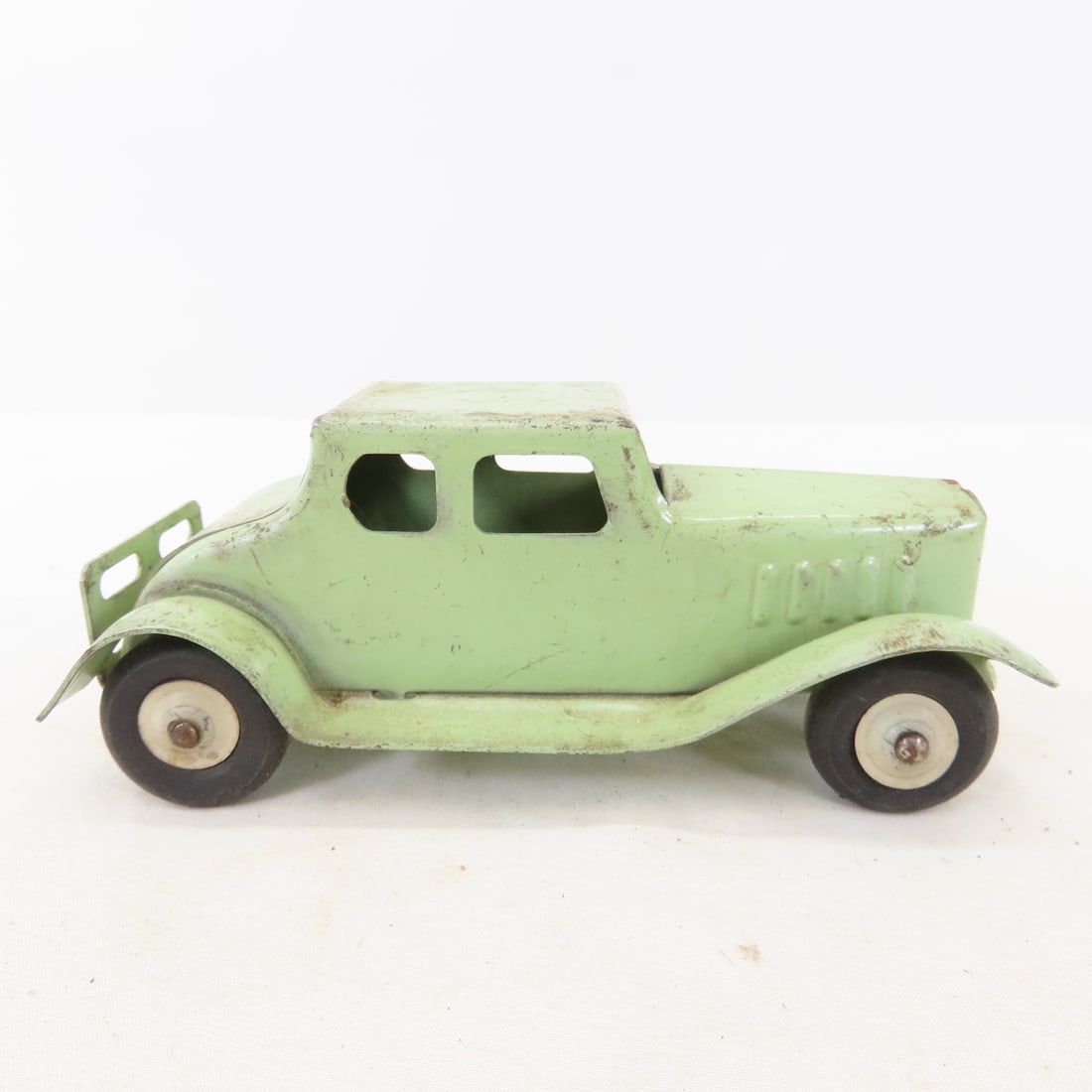 3 Vintage Pressed Steel Cars with Wooden Tires - 14