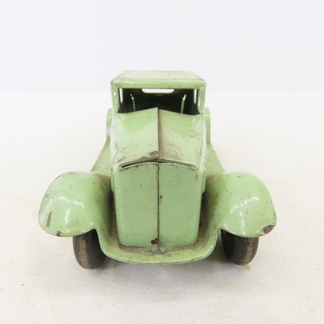 3 Vintage Pressed Steel Cars with Wooden Tires - 15
