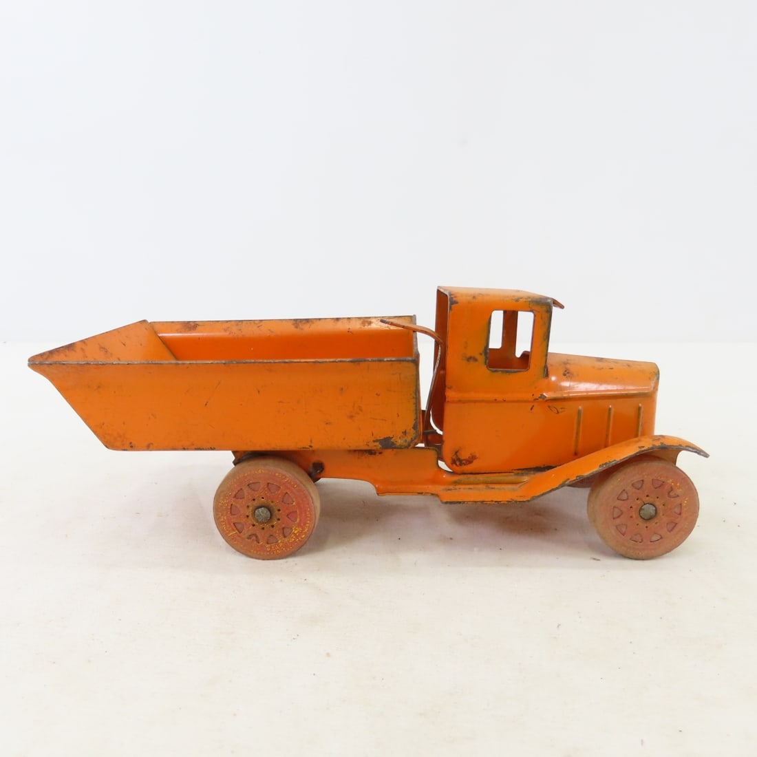 3 Vintage Pressed Steel Cars with Wooden Tires - 4