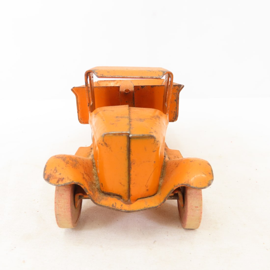 3 Vintage Pressed Steel Cars with Wooden Tires - 5