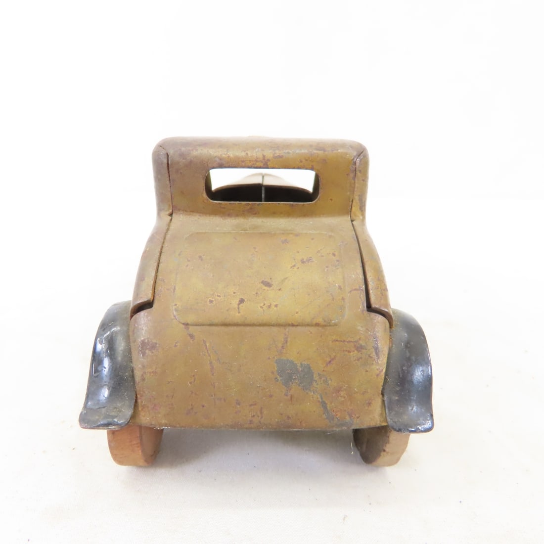 3 Vintage Pressed Steel Cars with Wooden Tires - 8