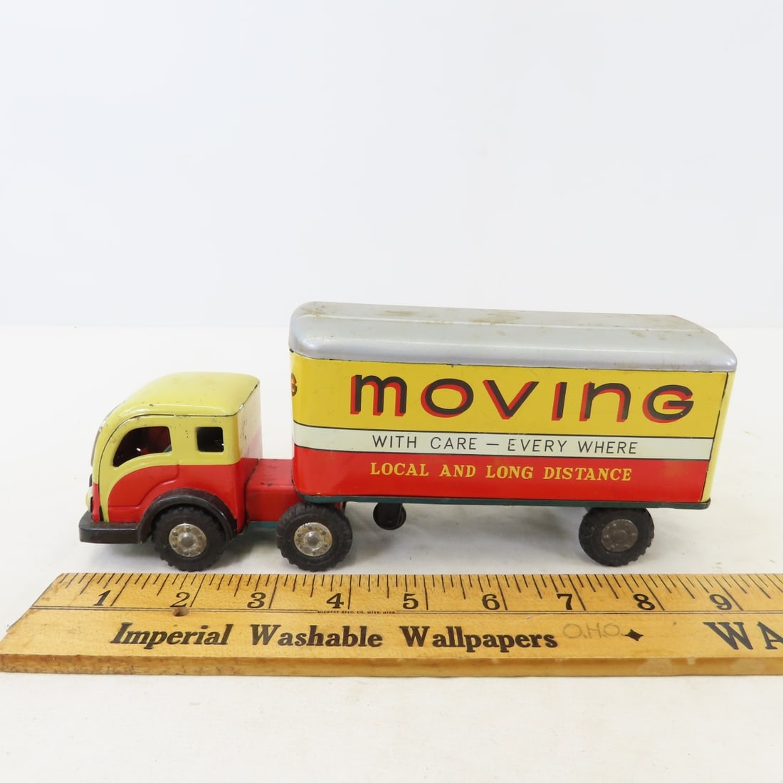 Tin Litho Friction Truck, Moving Truck & Boat - 12