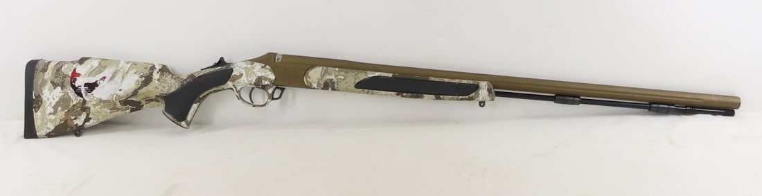 Traditions Vortek Strikefire .50 cal BP Rifle: Traditions Vortek Strikefire .50 cal BP Rifle - SN# 14-13-0095385-21, 1/24" barrel, ram rod, Made in Spain by Ardesa. Black Powder or Pyrodex only. synthetic camo forearm and pistol grip contoured