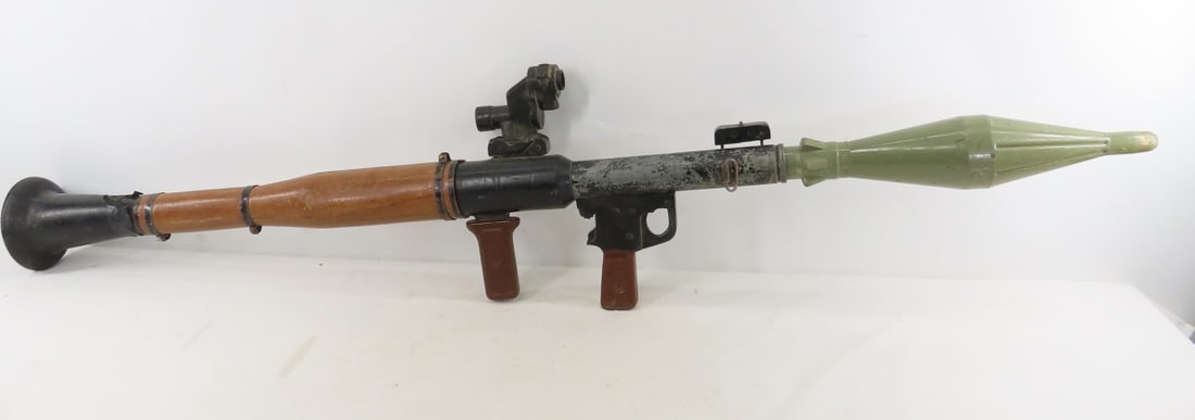 US Vietnam Era Rubber & Plastic RPG Trainer: US Vietnam Era Rubber & Plastic RPG Trainer - Non-Firing, Hard Rubber & Plastic Russian RPG-7B Rocket Propelled Grenade Trainer. Stamped: NBA-164, 1967 (other Russian stamping). Grenade has been