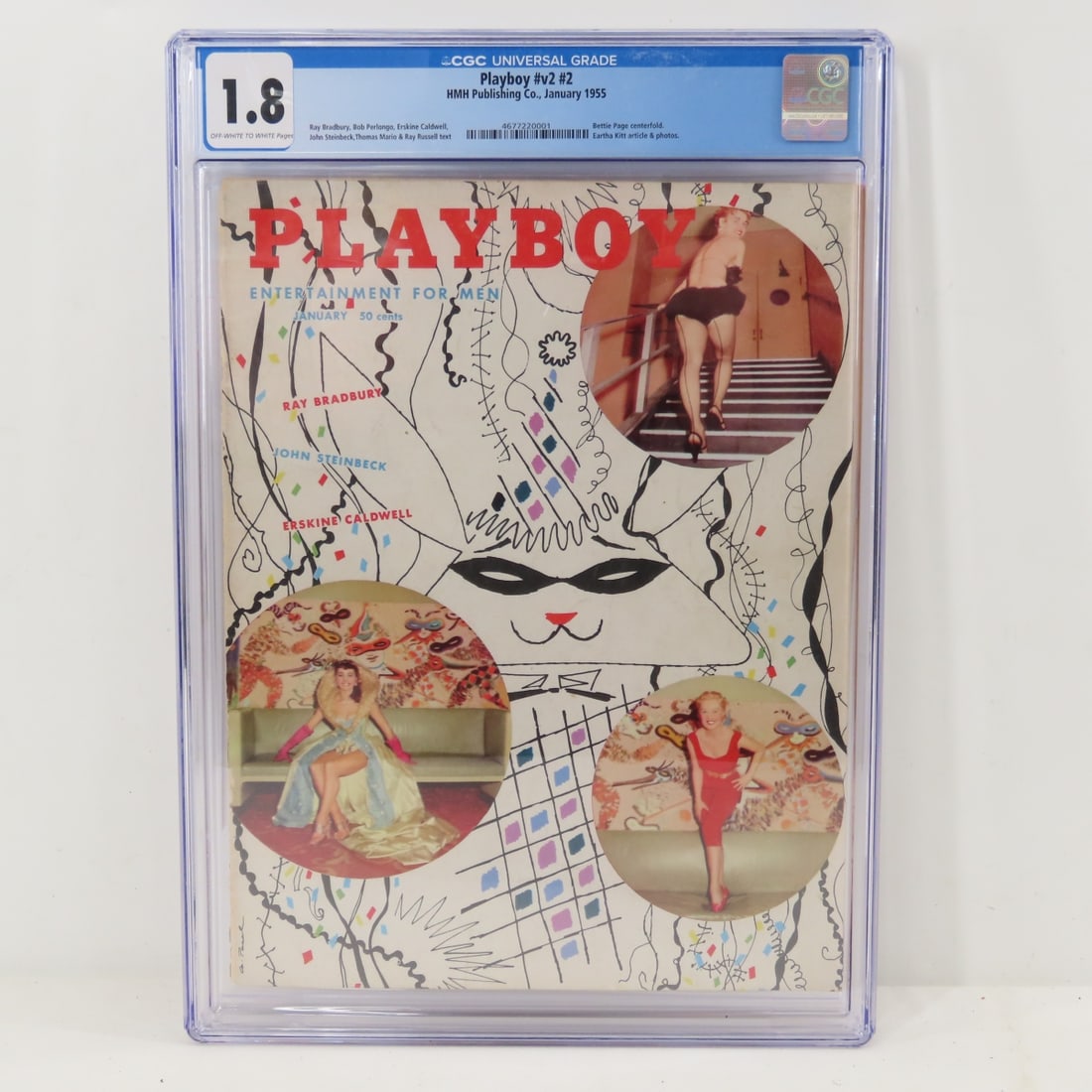 Playboy #v2 #2 January 1955 CGC Graded 1.8: Playboy #v2 #2 January 1955 CGC Graded 1.8 - Lot Size 14x10x1" 2 LB All information and photos are intended to be as accurate as possible, but errors are possible. No item may be returned or refused