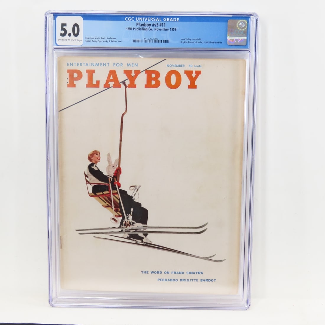 Playboy #v5 #11 November 1958 CGC Graded 5.0: Playboy #v5 #11 November 1958 CGC Graded 5.0 - Lot Size 14x10x1" 2 LB All information and photos are intended to be as accurate as possible, but errors are possible. No item may be returned or refused