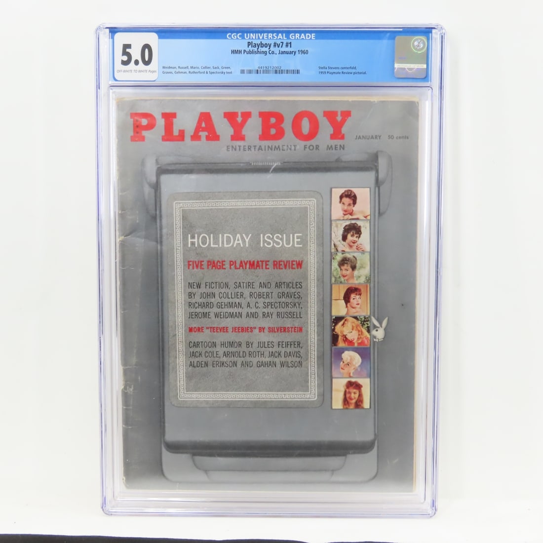 Playboy #v7 #1 January 1960 CGC Graded 5.0: Playboy #v7 #1 January 1960 CGC Graded 5.0 - Lot Size 14x10x1" 2 LB All information and photos are intended to be as accurate as possible, but errors are possible. No item may be returned or refused
