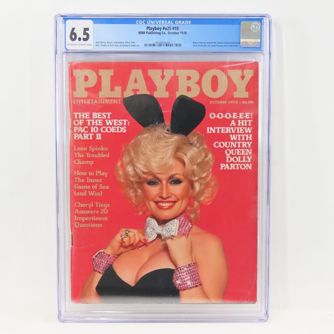 Playboy #v25 #10 October 1978 CGC Graded 6.5: Playboy #v25 #10 October 1978 CGC Graded 6.5 - Lot Size 14x10x1" 2 LB All information and photos are intended to be as accurate as possible, but errors are possible. No item may be returned or