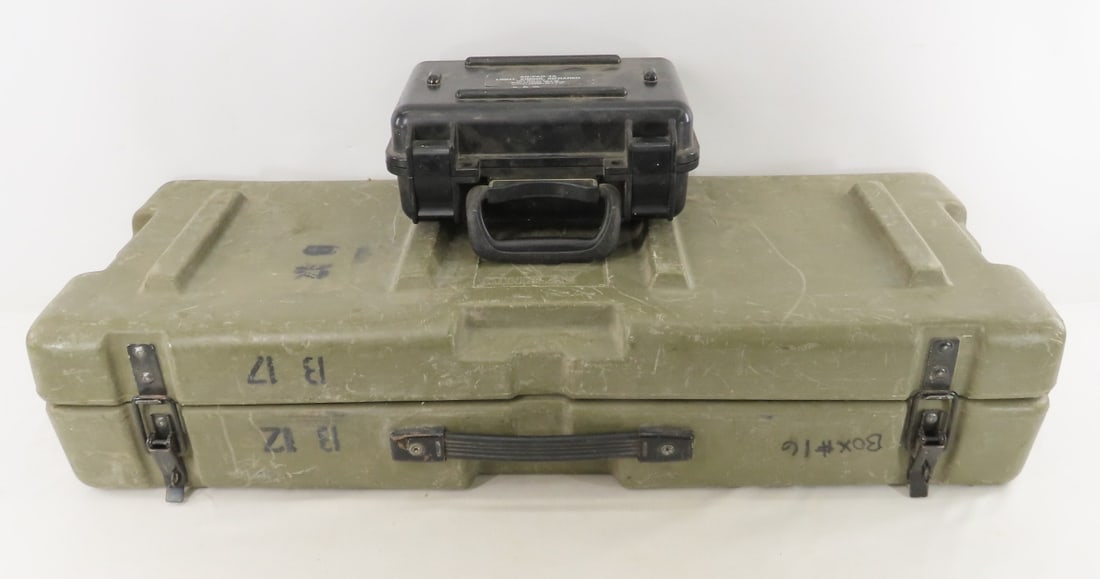 2 Empty Plastic Storage Cases, AN/PAQ & other: 2 Empty Plastic Storage Cases, AN/PAQ & other - Lot Size: 33 x 13 x 12", 14 lbs All information and photos are intended to be as accurate as possible, but errors are possible. No item may be returned 