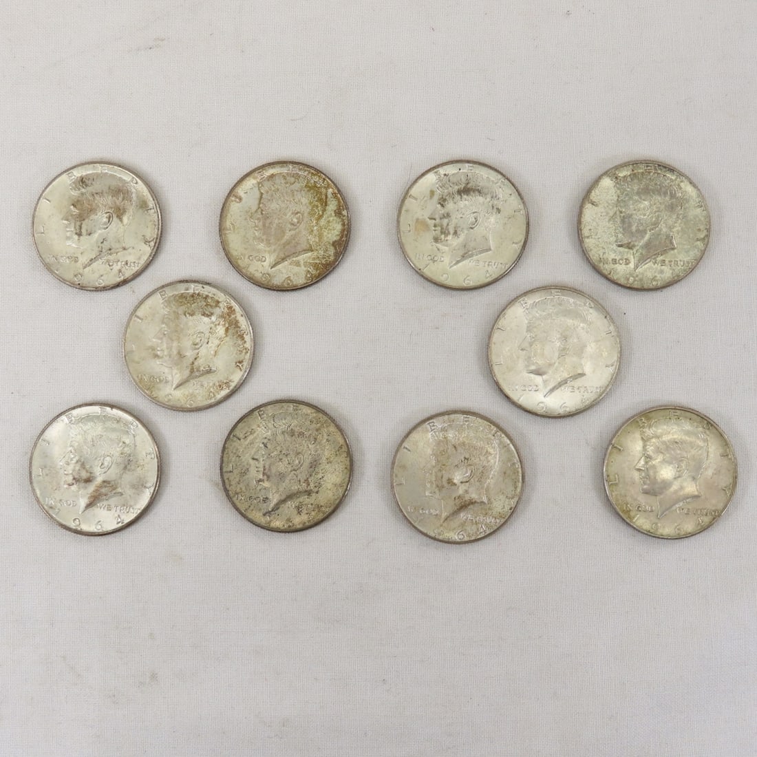 10 1964 90% Silver Kennedy Half Dollars (1 of 11)