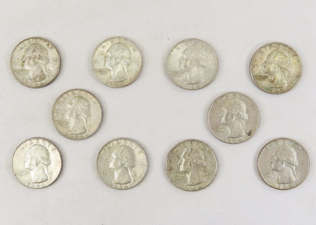 10 1964 90% Silver Washington Quarters (1 of 11)