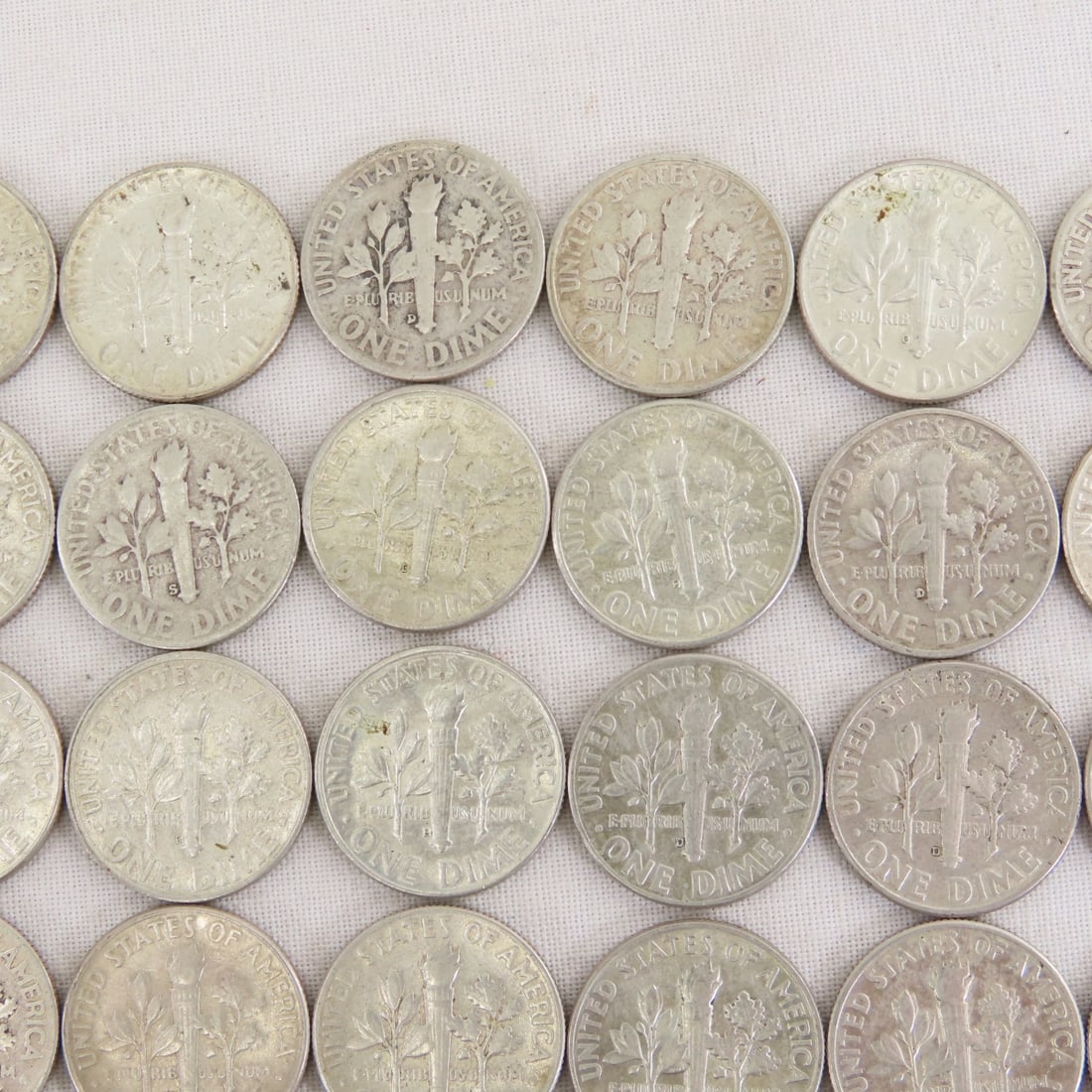 50 Mixed Date 90% Silver Roosevelt Dimes - 10