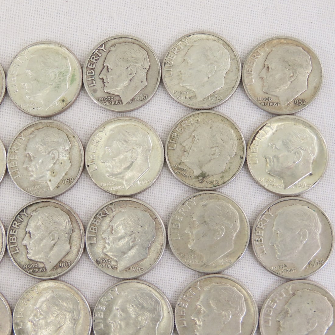 50 Mixed Date 90% Silver Roosevelt Dimes - 4