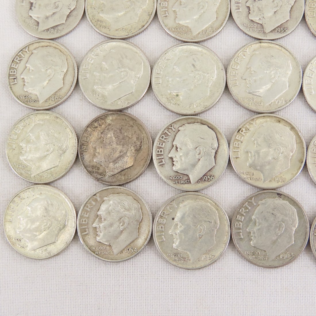 50 Mixed Date 90% Silver Roosevelt Dimes - 5