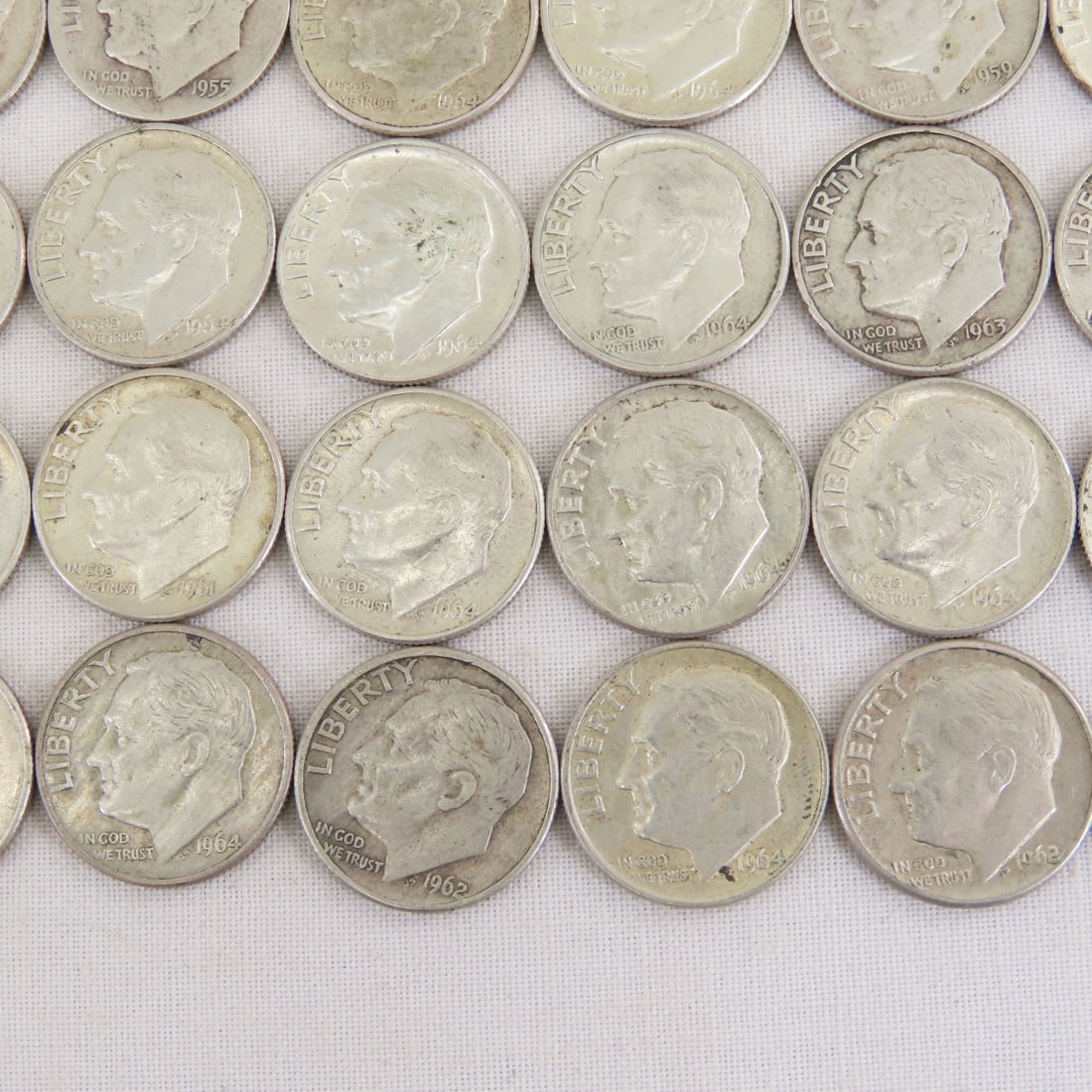 50 Mixed Date 90% Silver Roosevelt Dimes - 6