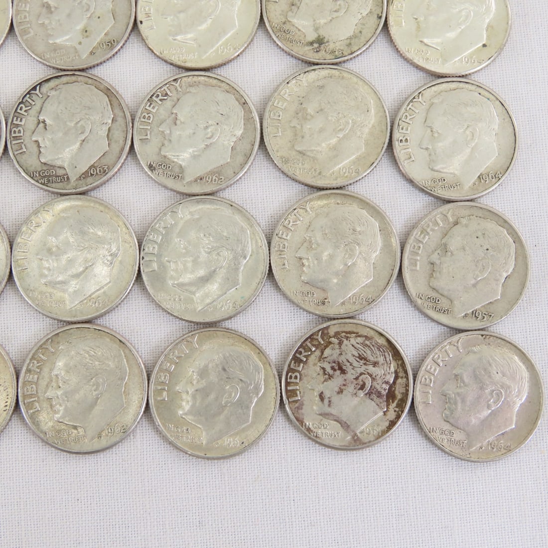50 Mixed Date 90% Silver Roosevelt Dimes - 7