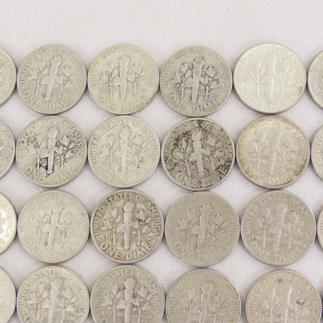 50 Mixed Date 90% Silver Roosevelt Dimes - 10