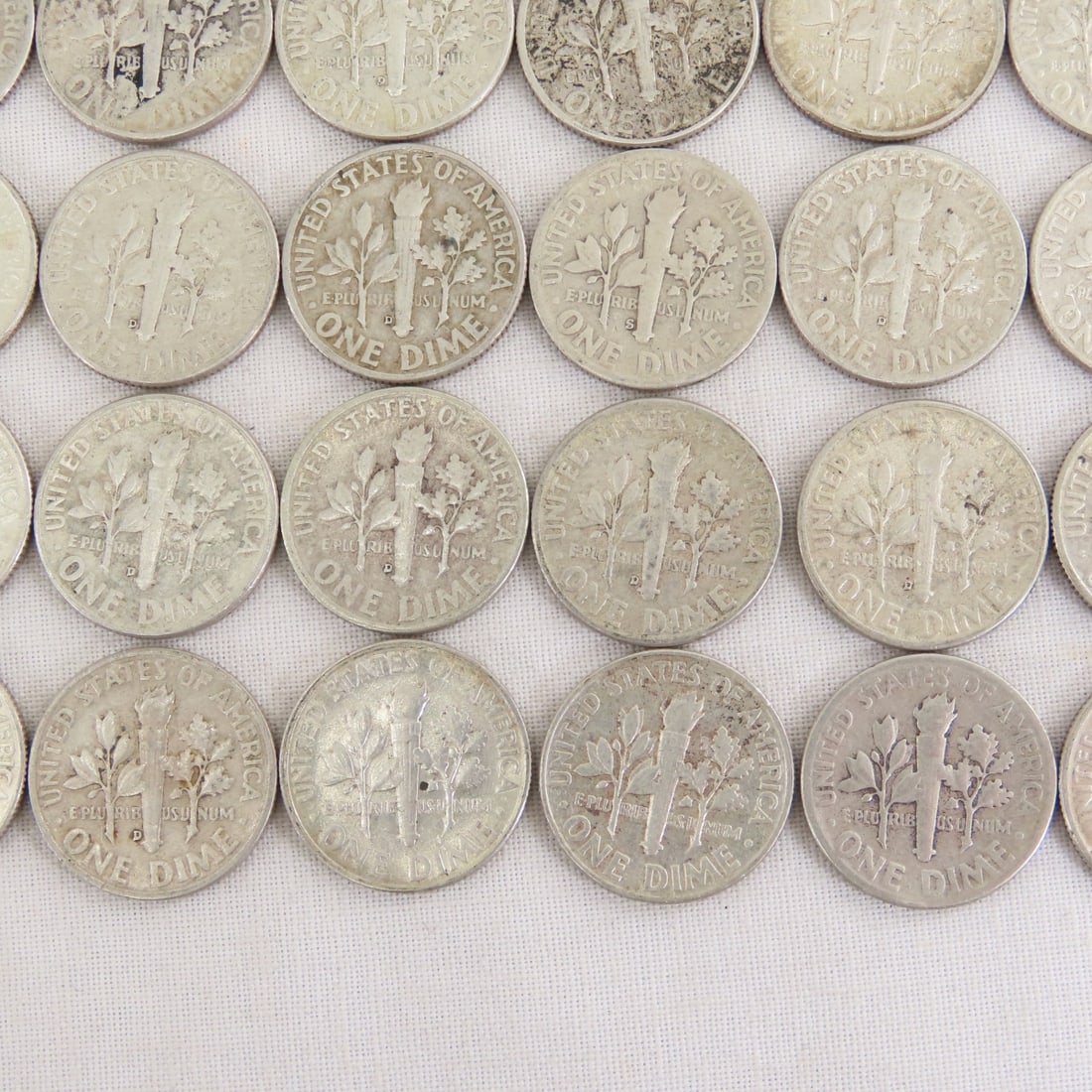 50 Mixed Date 90% Silver Roosevelt Dimes - 13