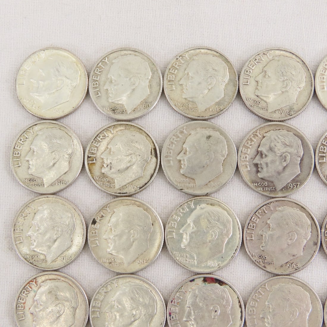 50 Mixed Date 90% Silver Roosevelt Dimes - 2