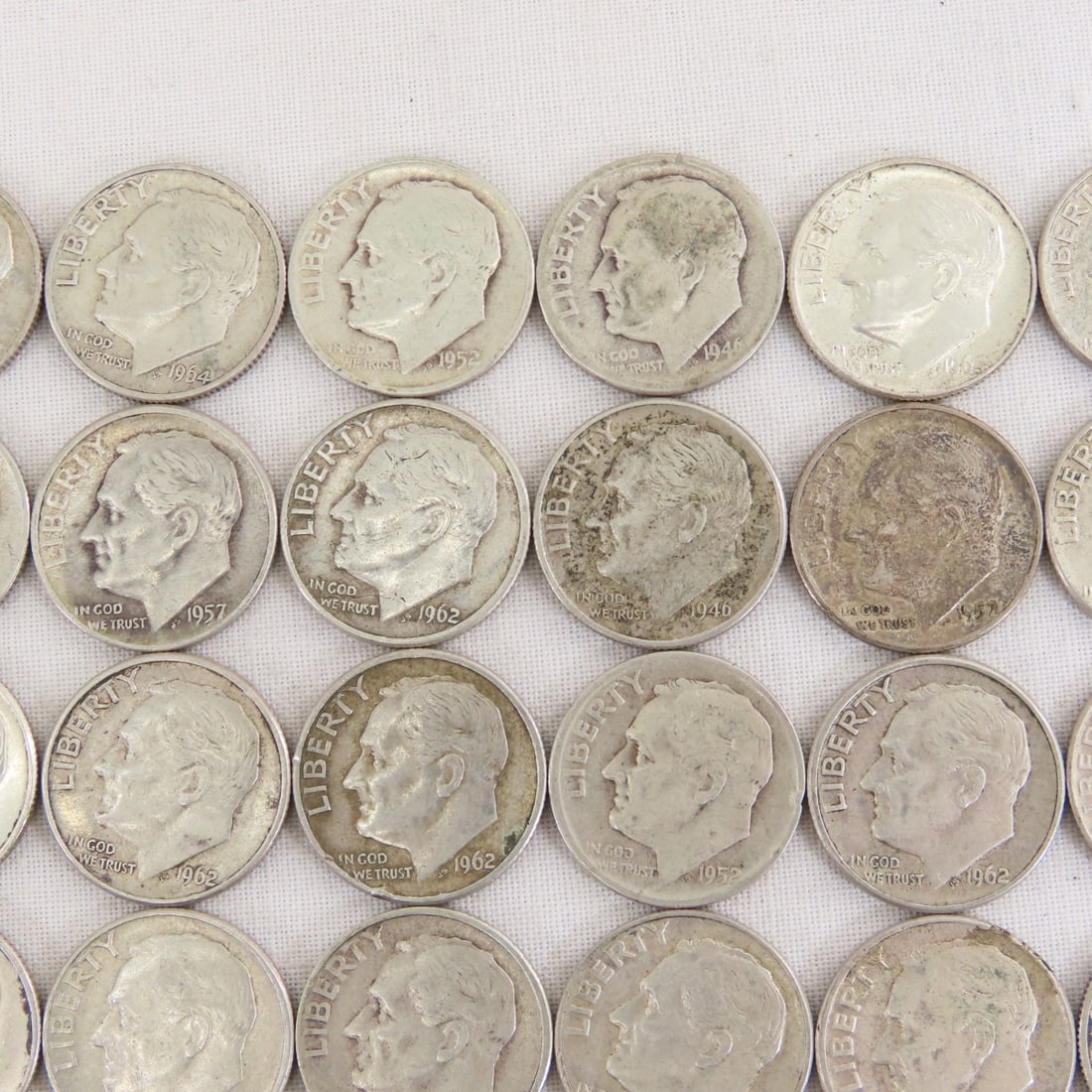 50 Mixed Date 90% Silver Roosevelt Dimes - 3