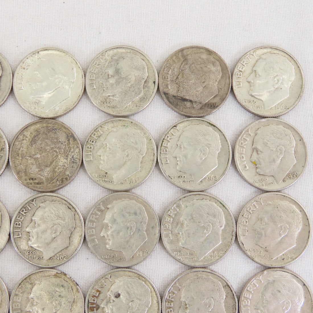 50 Mixed Date 90% Silver Roosevelt Dimes - 4