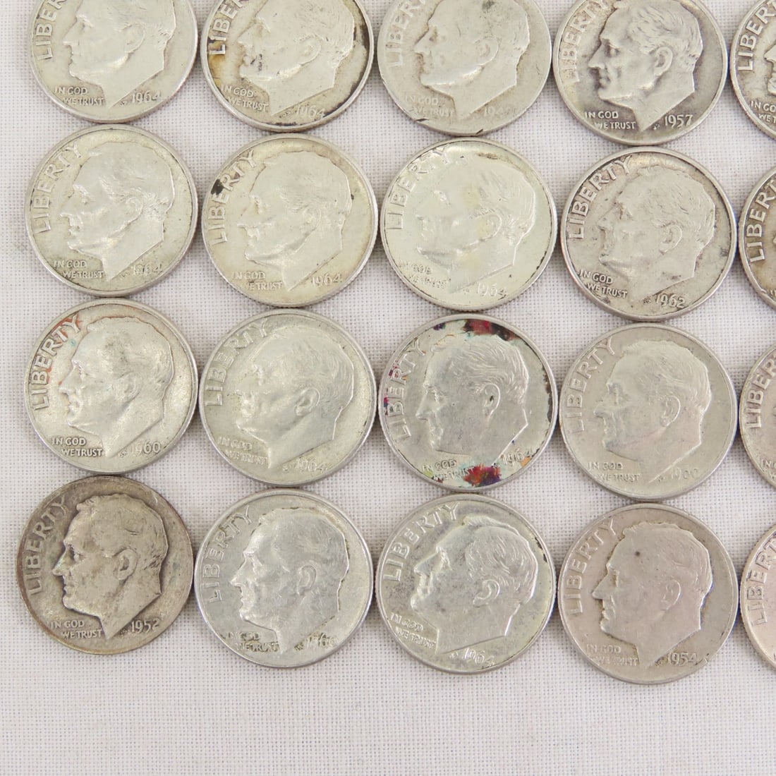 50 Mixed Date 90% Silver Roosevelt Dimes - 5