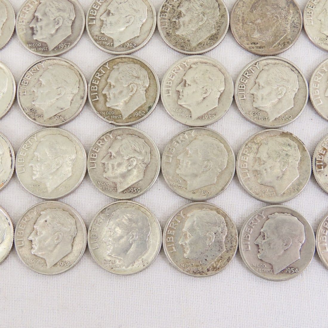 50 Mixed Date 90% Silver Roosevelt Dimes - 6