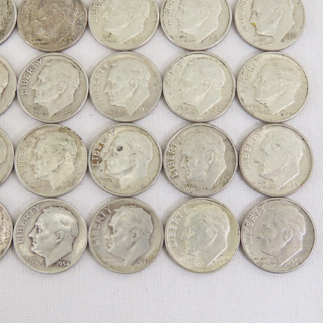 50 Mixed Date 90% Silver Roosevelt Dimes - 7