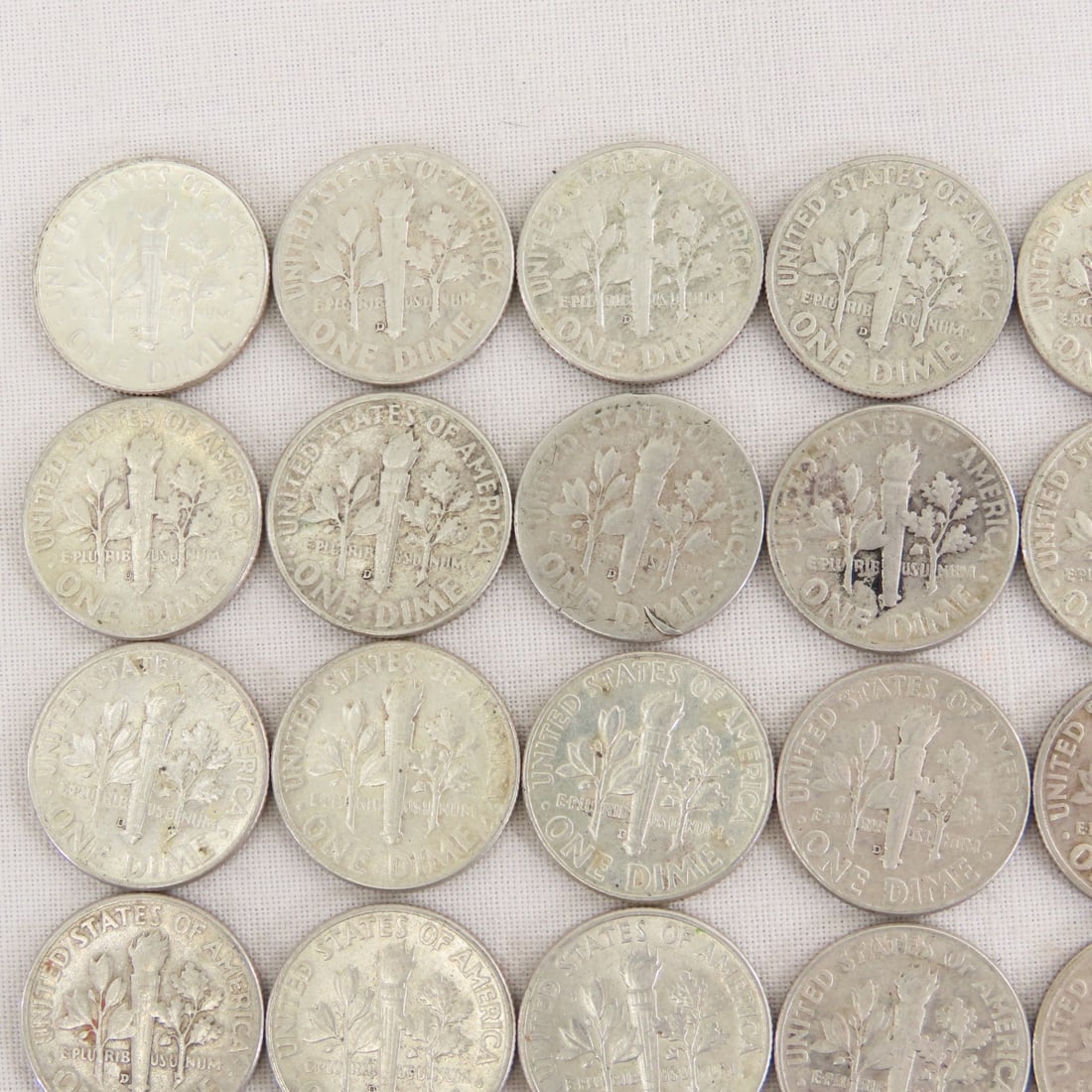 50 Mixed Date 90% Silver Roosevelt Dimes - 9