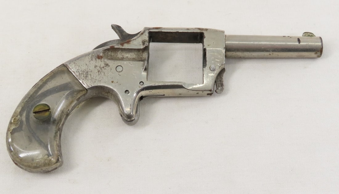 Iver Johnson Defender .22 Revolver Frame: Iver Johnson Defender .22 Revolver Frame - ANTIQUE - no SN, missing cylinder, birds head grip2 1/8" round barrel with front blade sight, exposed hammer, manufactured 1873 and 1888, no FFL transfer req