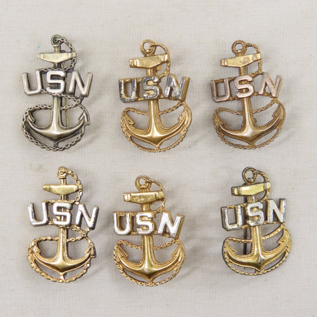 US Navy Sterling Silver Cap Badges & Pins- 3 OZ - 14