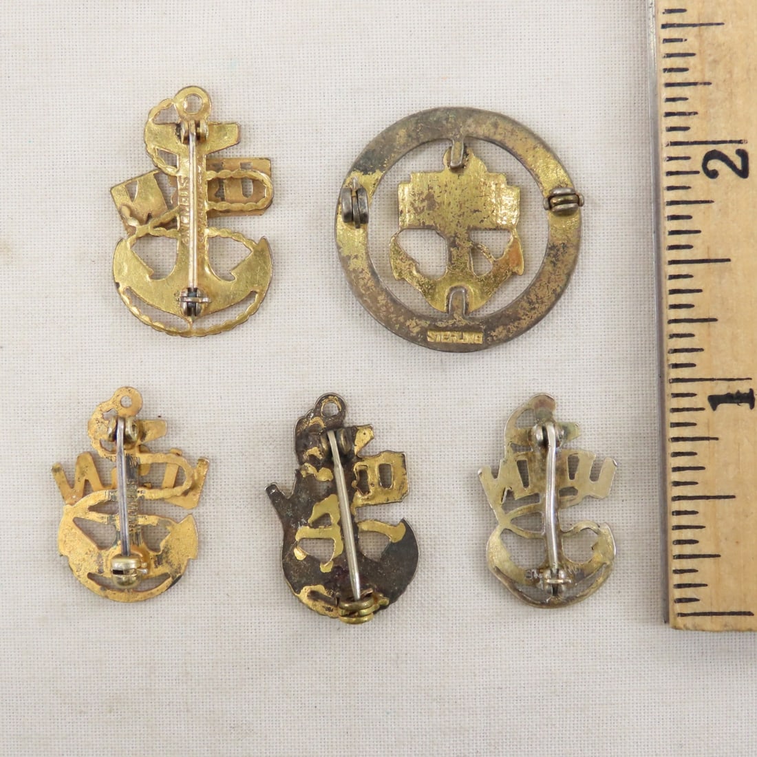 US Navy Sterling Silver Cap Badges & Pins- 3 OZ - 14
